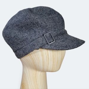 Nine West Gray Wool Blend Newsboy Cap Buckle Detail Women's One Size Cabbie Hat